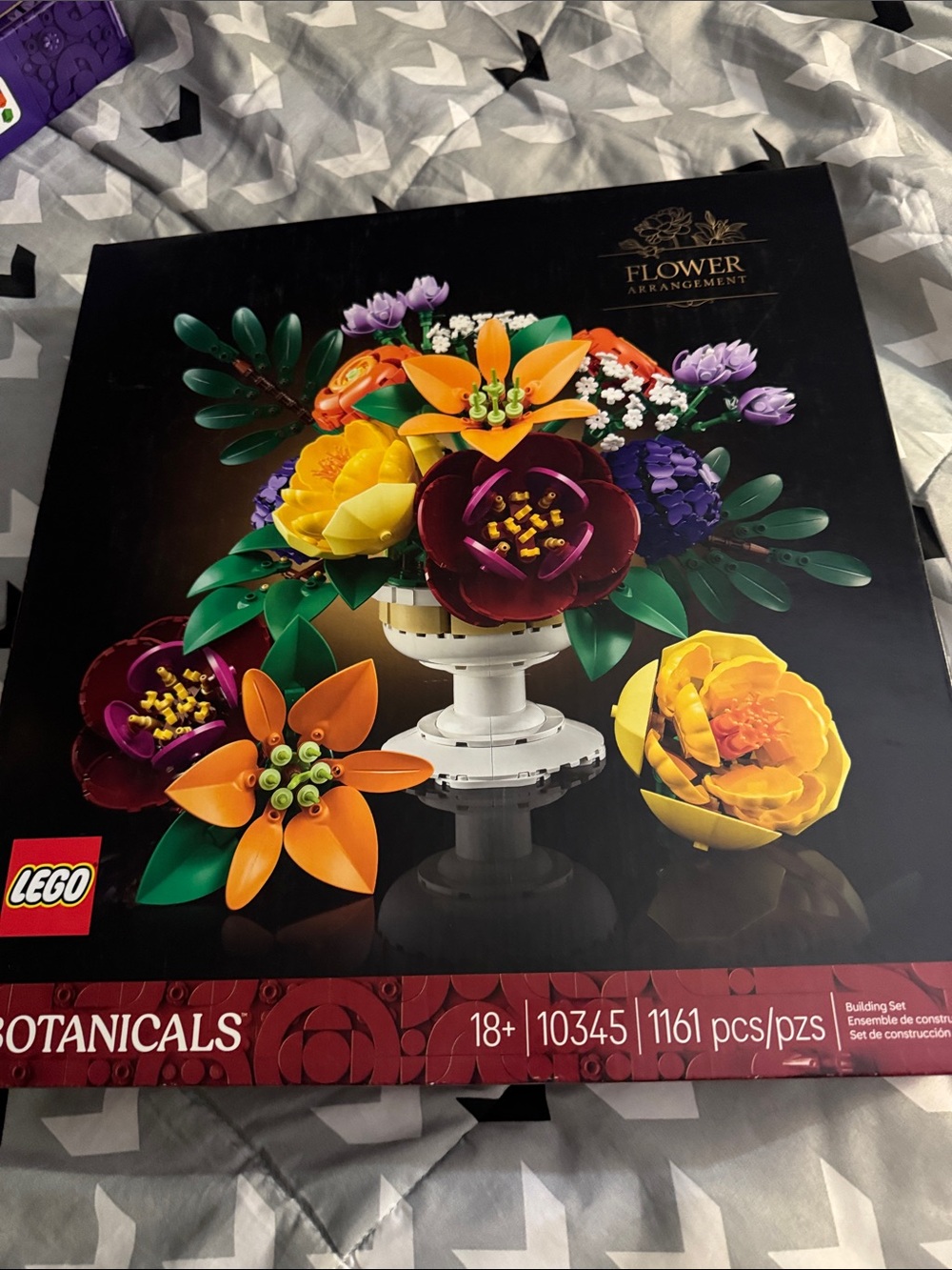 LEGO Floral Centerpiece with Orange, Yellow, Purple, Green and Burgundy Blooms